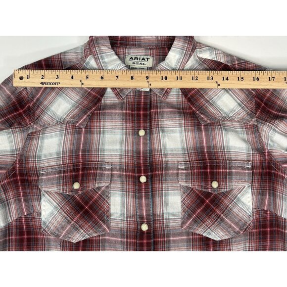 Ariat Real Laramie Western Red Plaid Flannel Shirt Women’s XL Full Snap - Picture 14 of 15